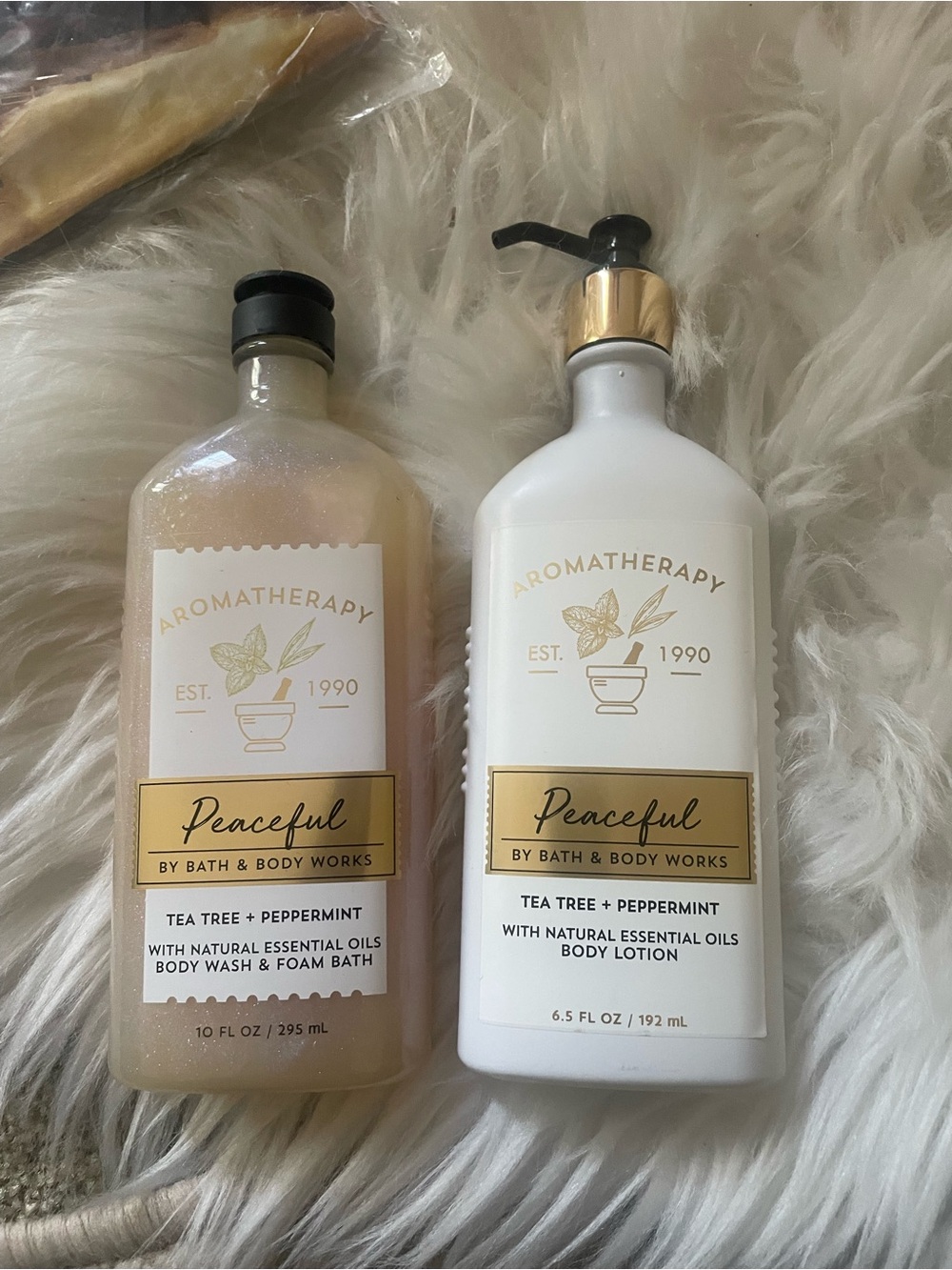 NWT Bath & Body Works Aromatherapy Peaceful Tea Tree Peppermint Lotion +Wash SET